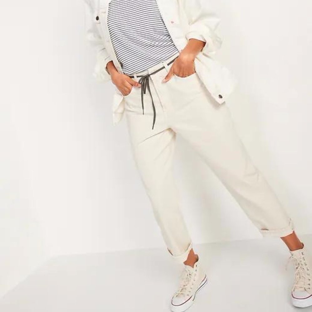 New Old Navy High-Waisted Slouchy Straight Cropped Workwear Jeans for Women - Picture 3 of 6